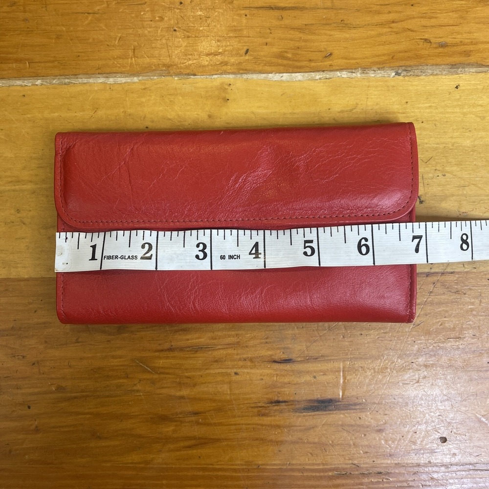 Vintage‎ Amity Women's Red Leather Trim Clutch Wallet Checkbook Holder ID Cards - Picture 12 of 14